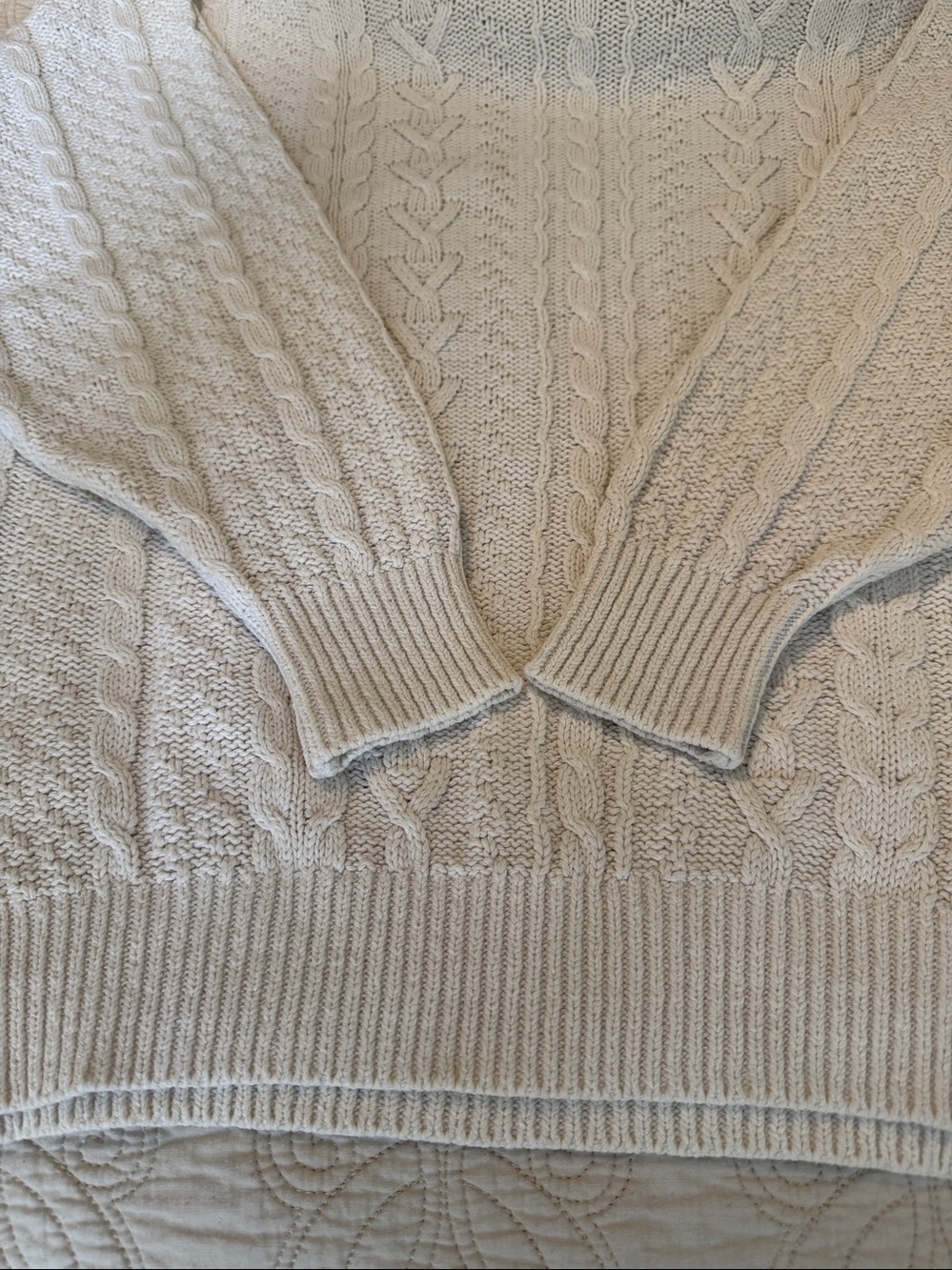 Vintage Northern Reflections Cream Cable-Knit Crewneck Sweater - Picture 5 of 6